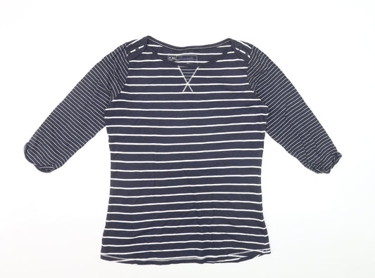 Fat Face Women's Blue Striped 3/4 Sleeve Cotton Jersey T-Shirt Size 12