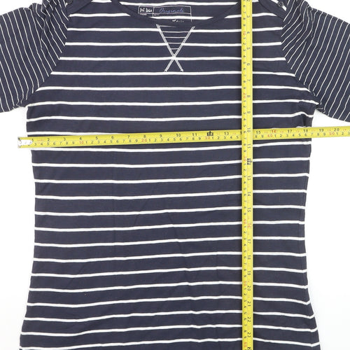 Fat Face Women's Blue Striped 3/4 Sleeve Cotton Jersey T-Shirt Size 12