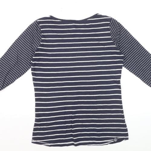 Fat Face Women's Blue Striped 3/4 Sleeve Cotton Jersey T-Shirt Size 12