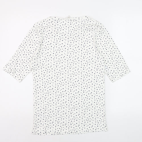 Cotton Traders Womens Ivory Polka Dot 3/4 Sleeve V-Neck T-Shirt Size 10