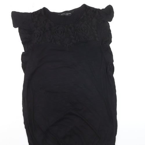 Dorothy Perkins Women's Black Lace Panel Tunic Blouse Size 10