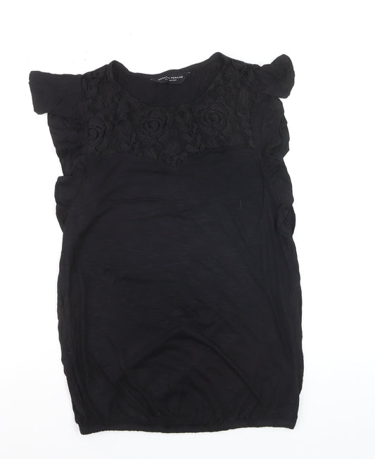 Dorothy Perkins Women's Black Lace Panel Tunic Blouse Size 10