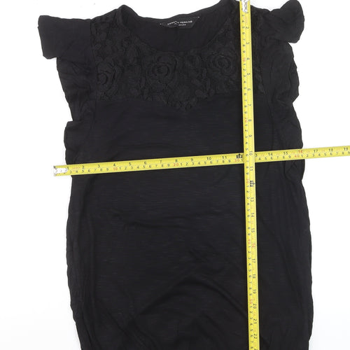 Dorothy Perkins Women's Black Lace Panel Tunic Blouse Size 10