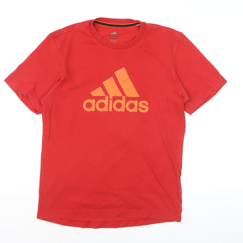 Adidas Men's Red Performance Essentials Logo T-Shirt Size S