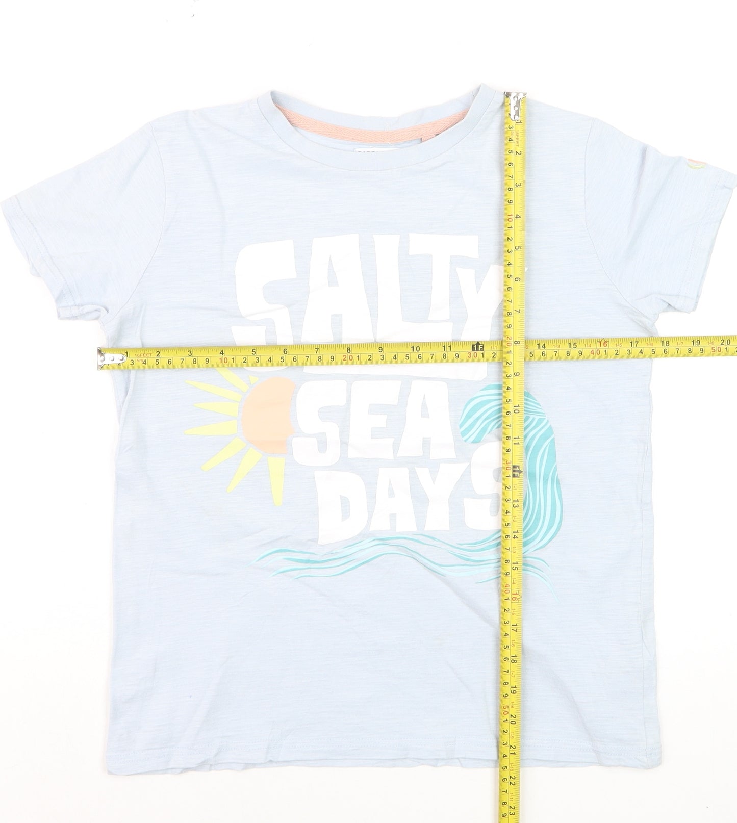 FatFace Girls Blue Graphic 'Salty Sea Days' T-Shirt 11-12 Years
