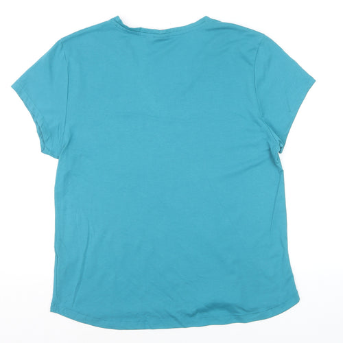 LA Gear Women's Blue V-Neck Short Sleeve Active T-Shirt UK 18