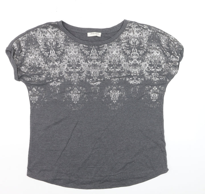 Marks and Spencer Women’s Grey Metallic Print T-Shirt Size 14