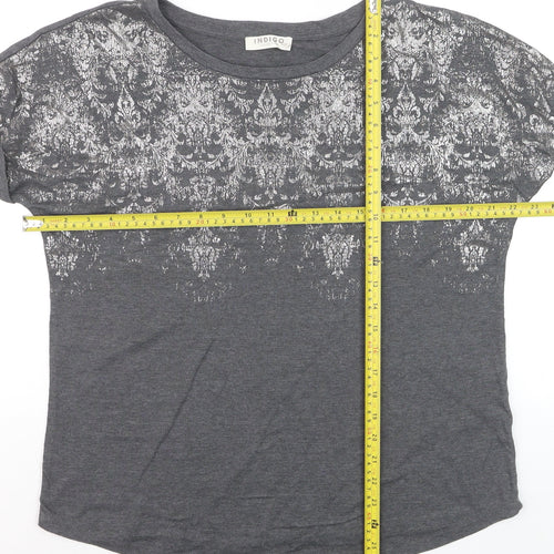 Marks and Spencer Women’s Grey Metallic Print T-Shirt Size 14
