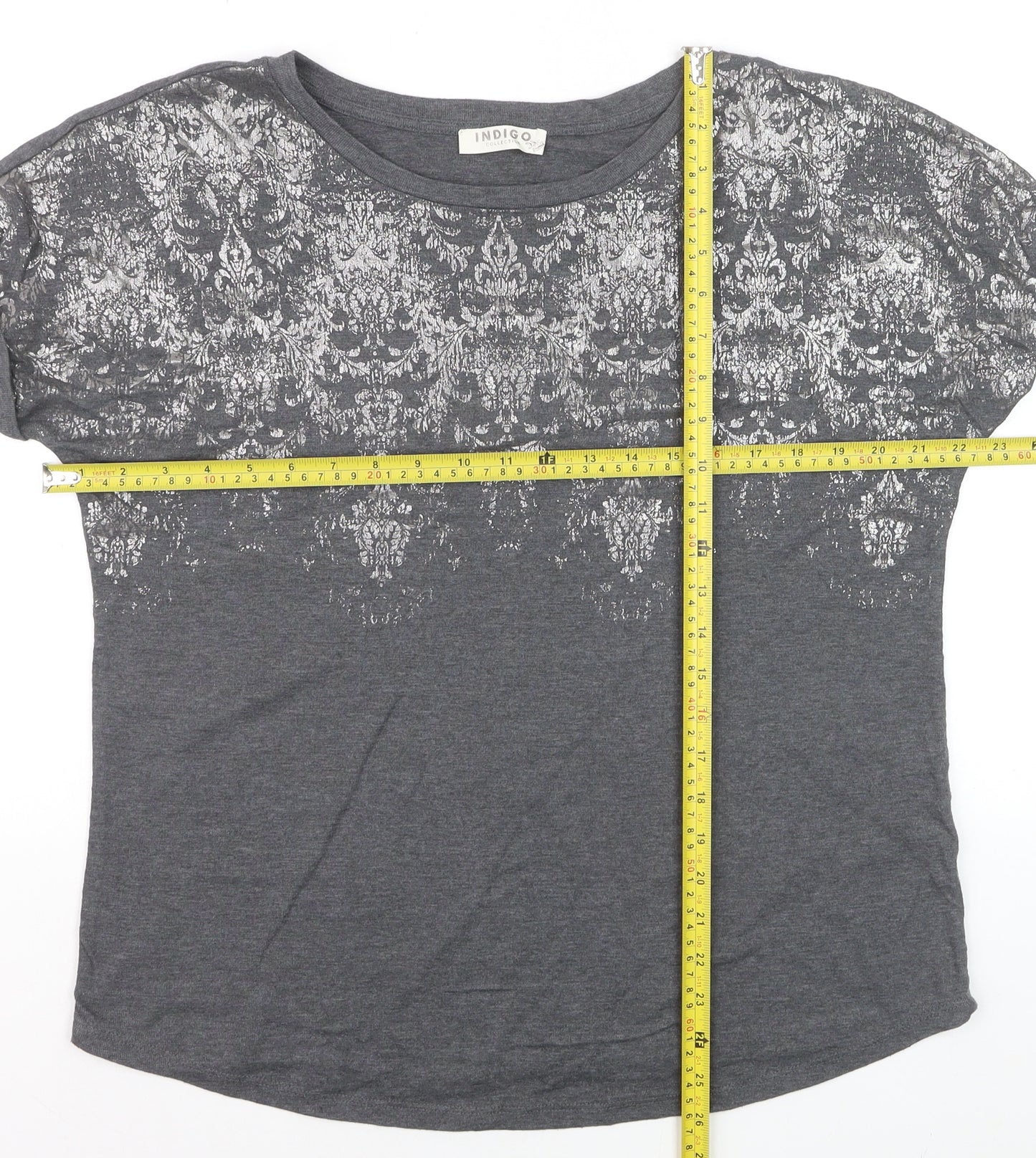 Marks and Spencer Women’s Grey Metallic Print T-Shirt Size 14