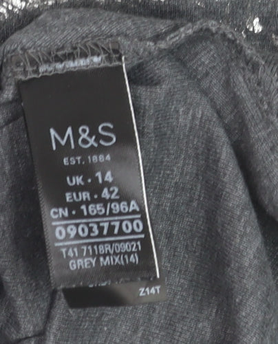 Marks and Spencer Women’s Grey Metallic Print T-Shirt Size 14