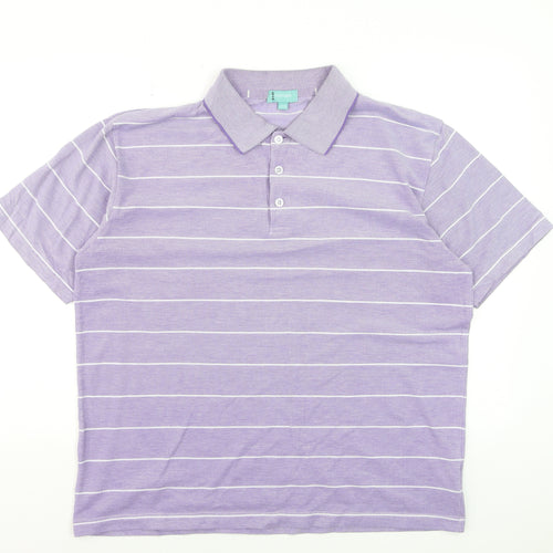 Southbay Men’s Purple Striped Polo Shirt Size L 44/46 Cotton Blend
