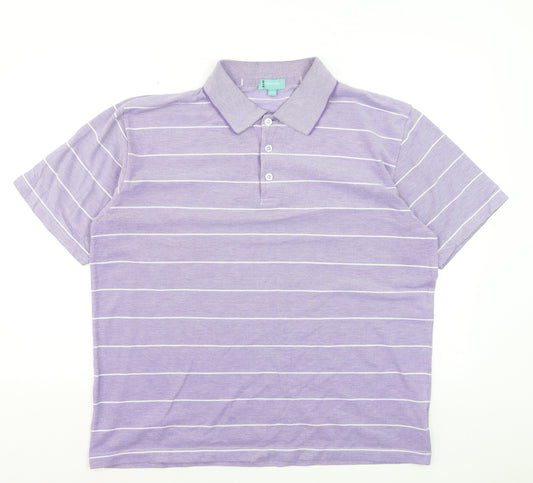 Southbay Men’s Purple Striped Polo Shirt Size L 44/46 Cotton Blend