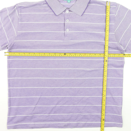 Southbay Men’s Purple Striped Polo Shirt Size L 44/46 Cotton Blend
