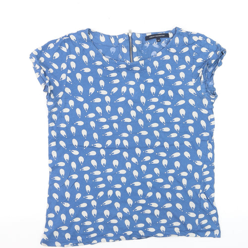 French Connection Womens Blue Cotton Short Sleeve Blouse M