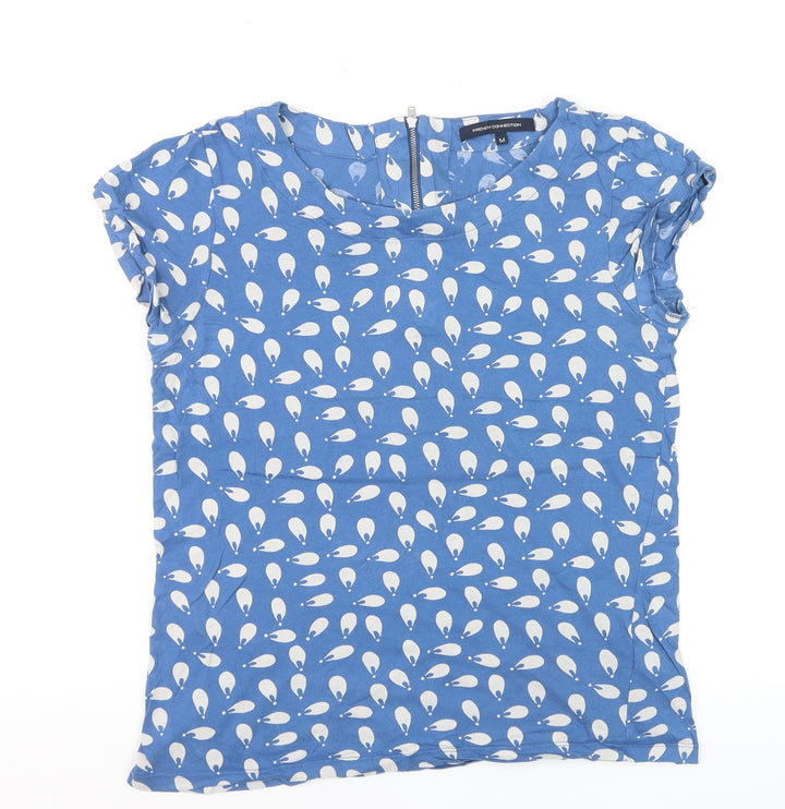 French Connection Womens Blue Cotton Short Sleeve Blouse M