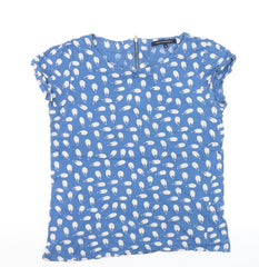 French Connection Womens Blue Cotton Short Sleeve Blouse M