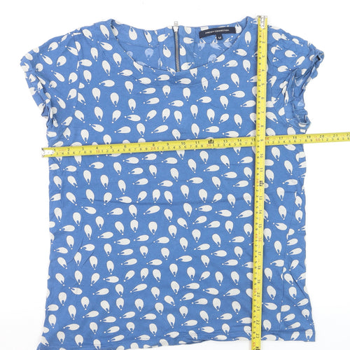 French Connection Womens Blue Cotton Short Sleeve Blouse M