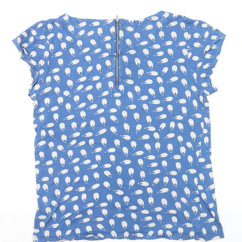 French Connection Womens Blue Cotton Short Sleeve Blouse M