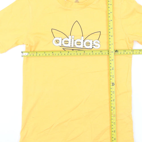 Adidas Boys Yellow Graphic Logo T-Shirt 7-8 Years Short Sleeve Casual