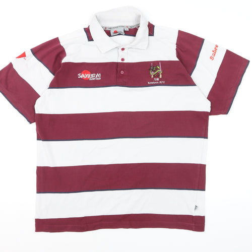 Samurai Men’s Multicoloured Striped Rugby Polo Shirt L