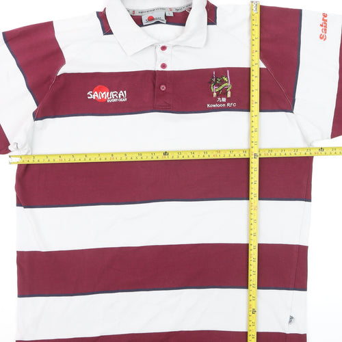 Samurai Men’s Multicoloured Striped Rugby Polo Shirt L