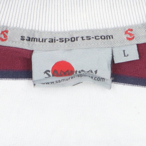 Samurai Men’s Multicoloured Striped Rugby Polo Shirt L