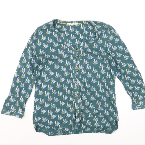 White Stuff Women's Green Floral Button Tunic Blouse UK 8