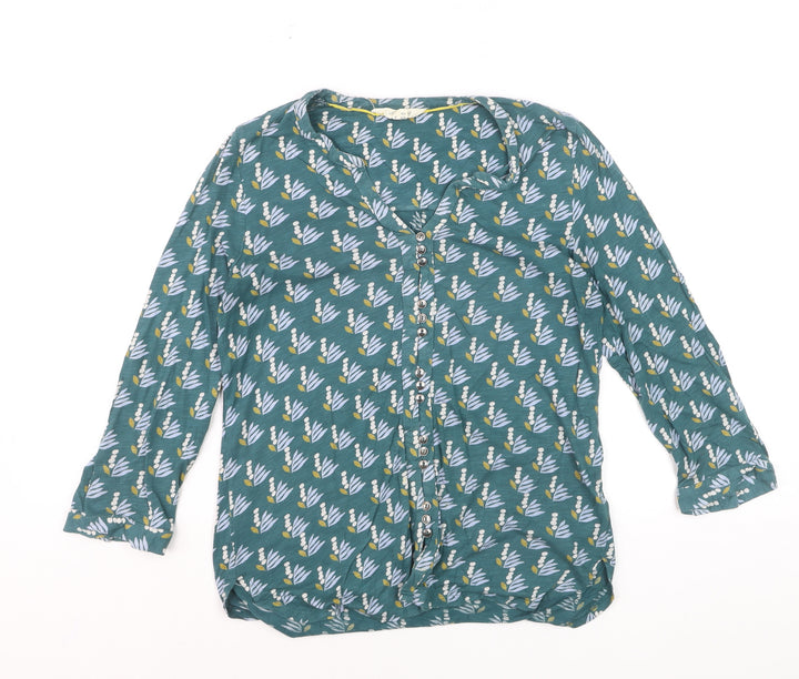 White Stuff Women's Green Floral Button Tunic Blouse UK 8