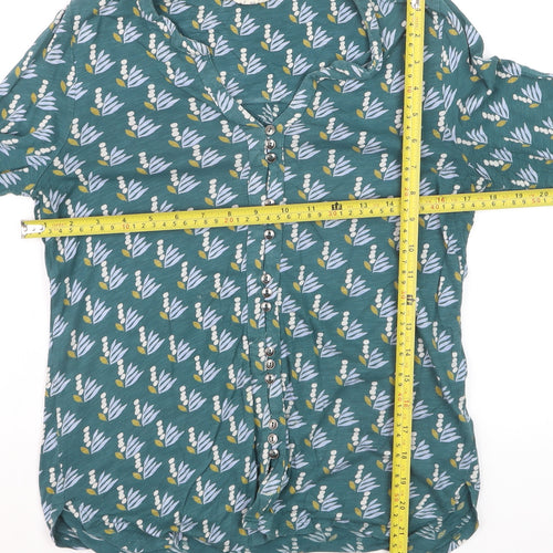 White Stuff Women's Green Floral Button Tunic Blouse UK 8