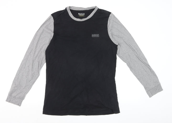 Barbour International Men's Black Grey Long Sleeve Cotton Top S