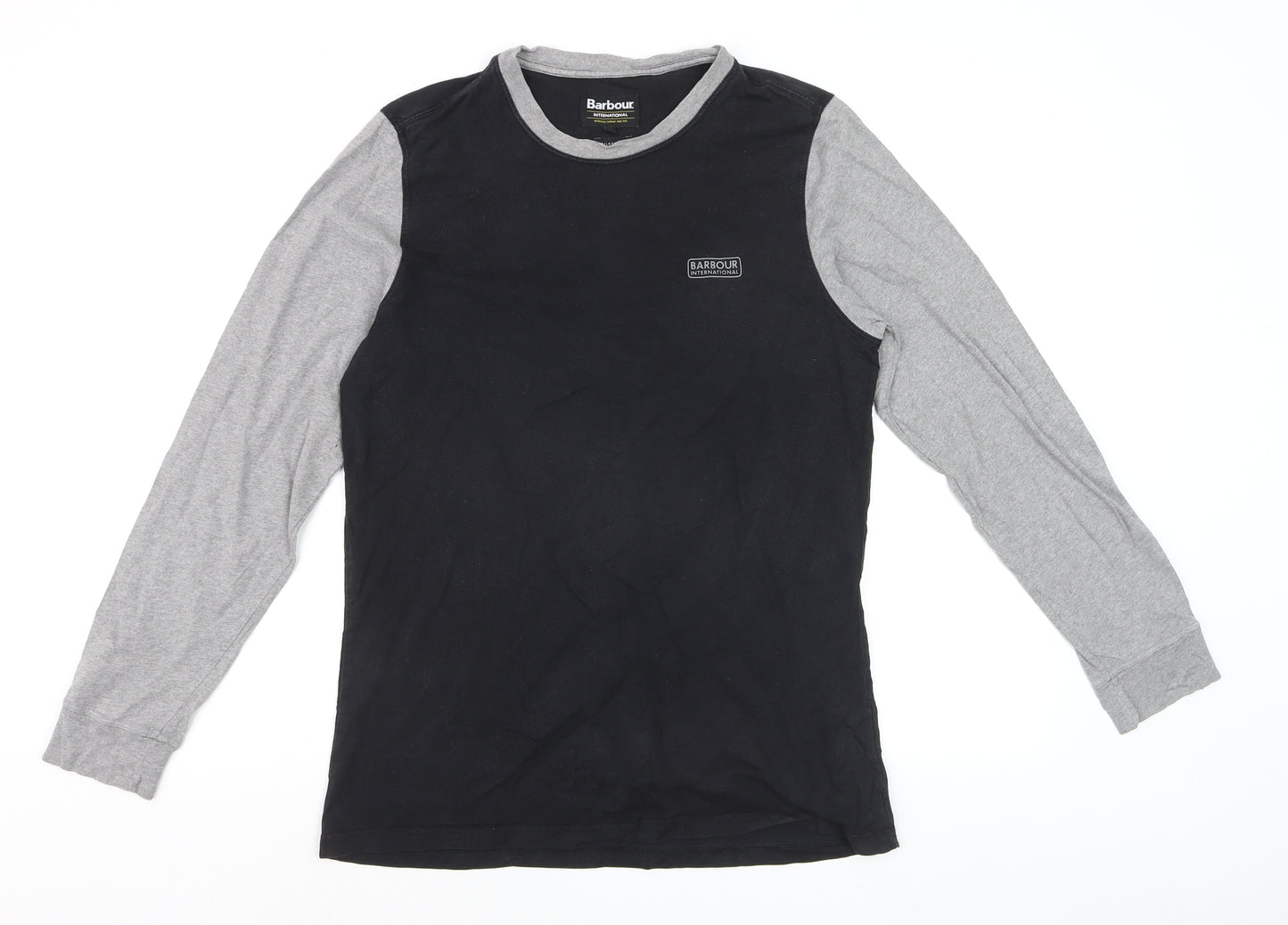 Barbour International Men's Black Grey Long Sleeve Cotton Top S