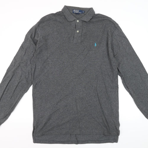 Ralph Lauren Men’s Grey Long Sleeve Cotton Polo Shirt Size M