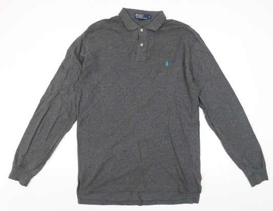 Ralph Lauren Men’s Grey Long Sleeve Cotton Polo Shirt Size M