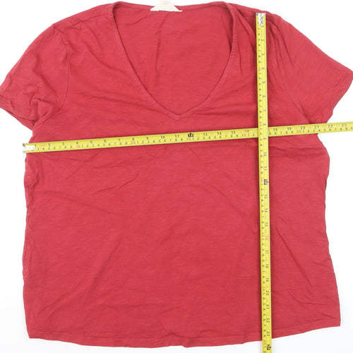 Seasalt Cornwall Womens Red Organic Cotton V-Neck T-Shirt Size 18