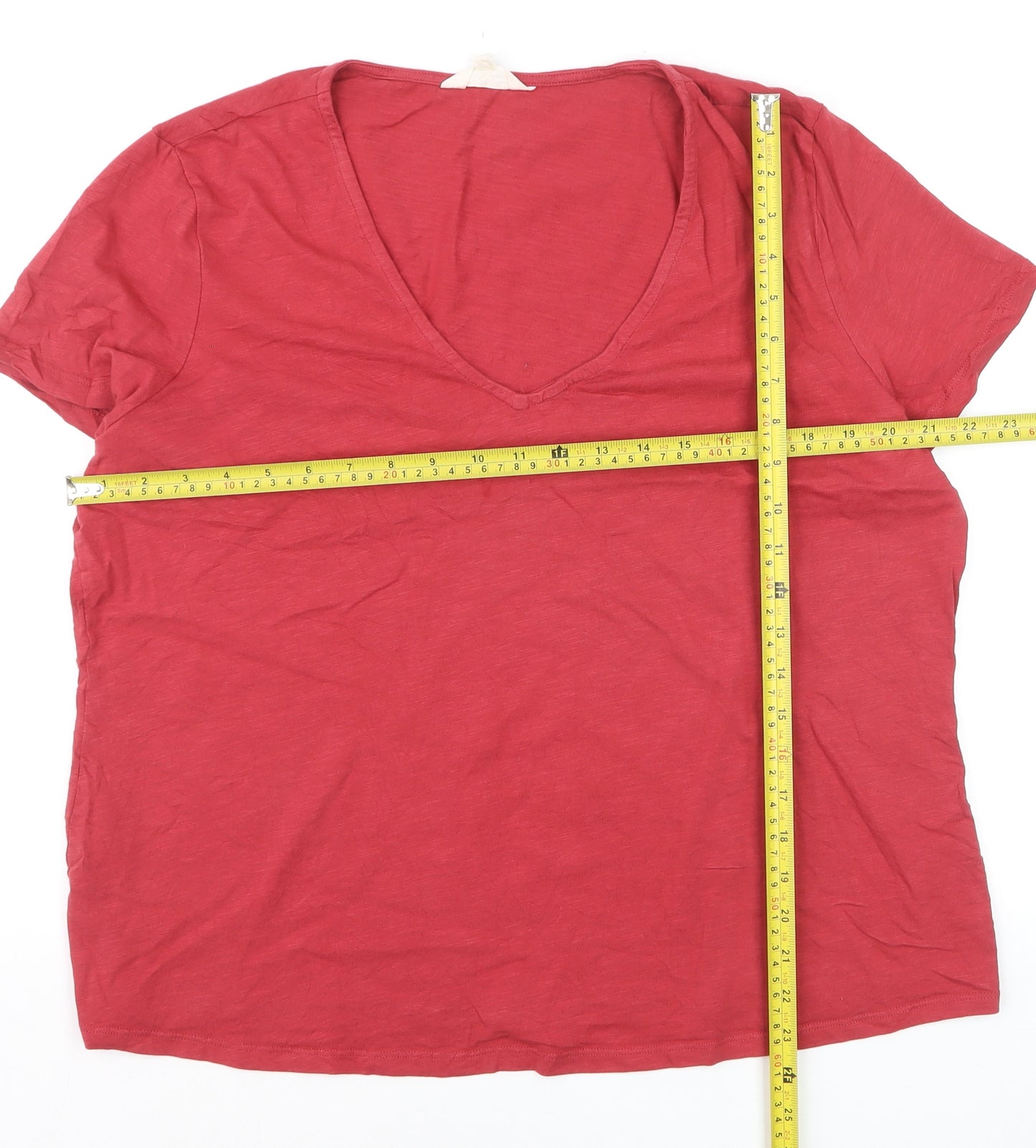 Seasalt Cornwall Womens Red Organic Cotton V-Neck T-Shirt Size 18