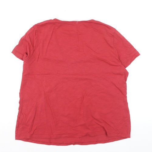 Seasalt Cornwall Womens Red Organic Cotton V-Neck T-Shirt Size 18
