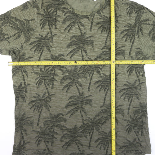 Next Men’s Green Palm Print Regular Fit 2XL Cotton T-Shirt