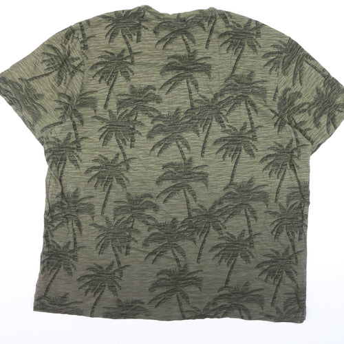 Next Men’s Green Palm Print Regular Fit 2XL Cotton T-Shirt