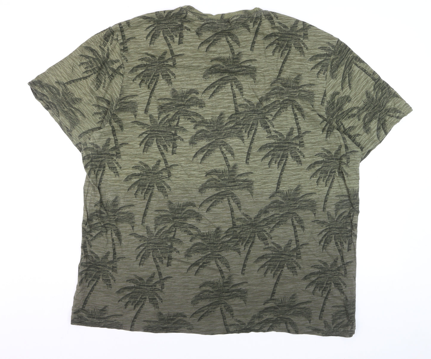 Next Men’s Green Palm Print Regular Fit 2XL Cotton T-Shirt