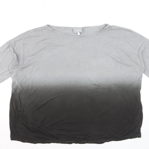 Mint Velvet Women’s Grey Ombre Long Sleeve Cotton Jersey Top Size 10
