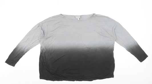 Mint Velvet Women’s Grey Ombre Long Sleeve Cotton Jersey Top Size 10