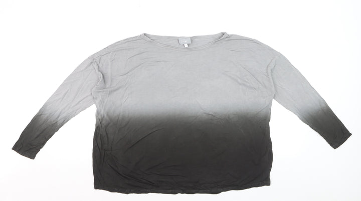 Mint Velvet Women’s Grey Ombre Long Sleeve Cotton Jersey Top Size 10