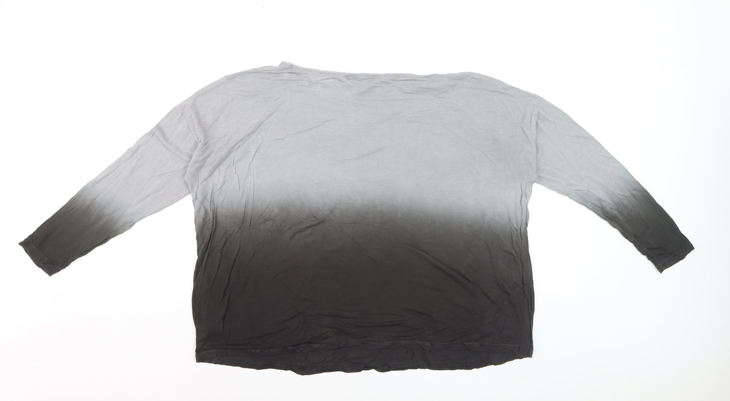 Mint Velvet Women’s Grey Ombre Long Sleeve Cotton Jersey Top Size 10