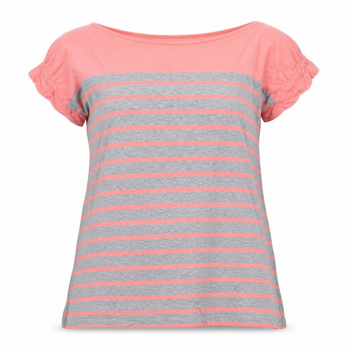 Monsoon Women’s Pink Grey Striped Cotton T-Shirt Size M