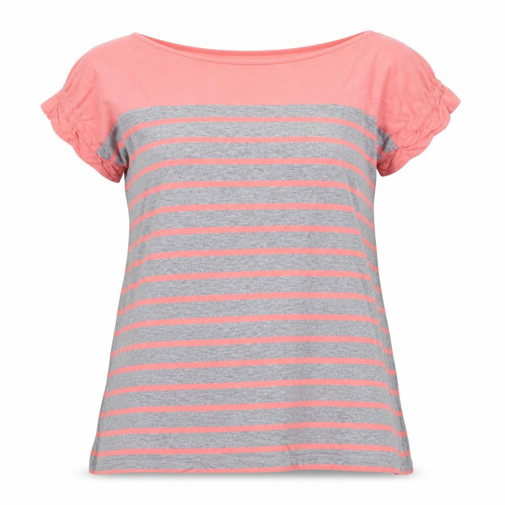Monsoon Women’s Pink Grey Striped Cotton T-Shirt Size M