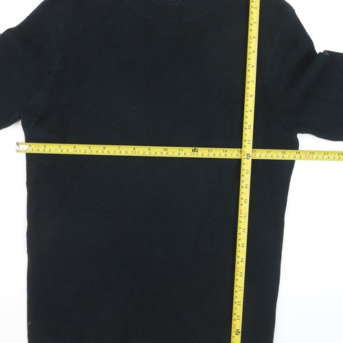 ZARA Men Black S Knit Crew Neck Long Sleeve Pullover Jumper