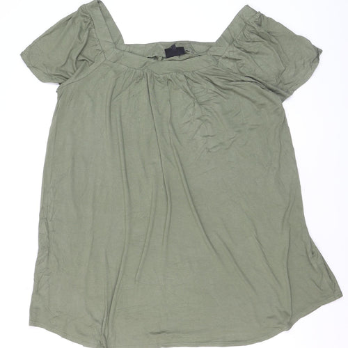 Live Unlimited London Womens Green Size 16 Tunic Short Sleeve Square Neck Blouse