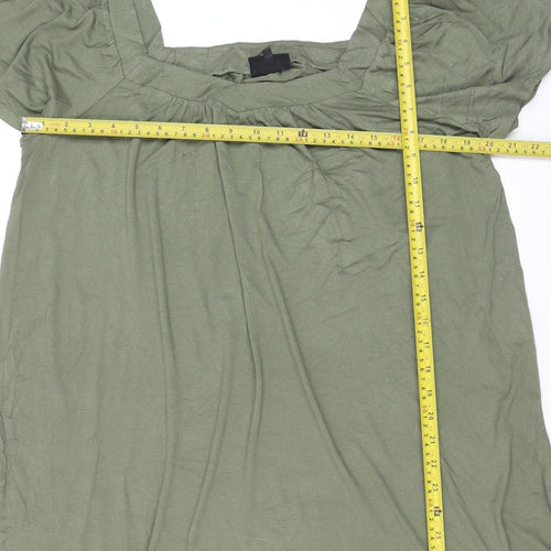 Live Unlimited London Womens Green Size 16 Tunic Short Sleeve Square Neck Blouse