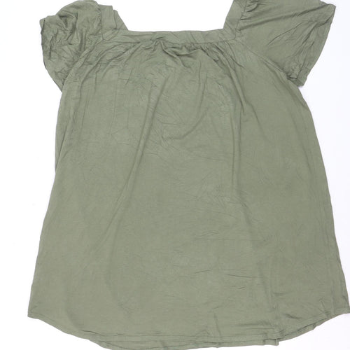 Live Unlimited London Womens Green Size 16 Tunic Short Sleeve Square Neck Blouse