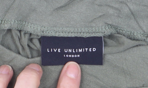Live Unlimited London Womens Green Size 16 Tunic Short Sleeve Square Neck Blouse